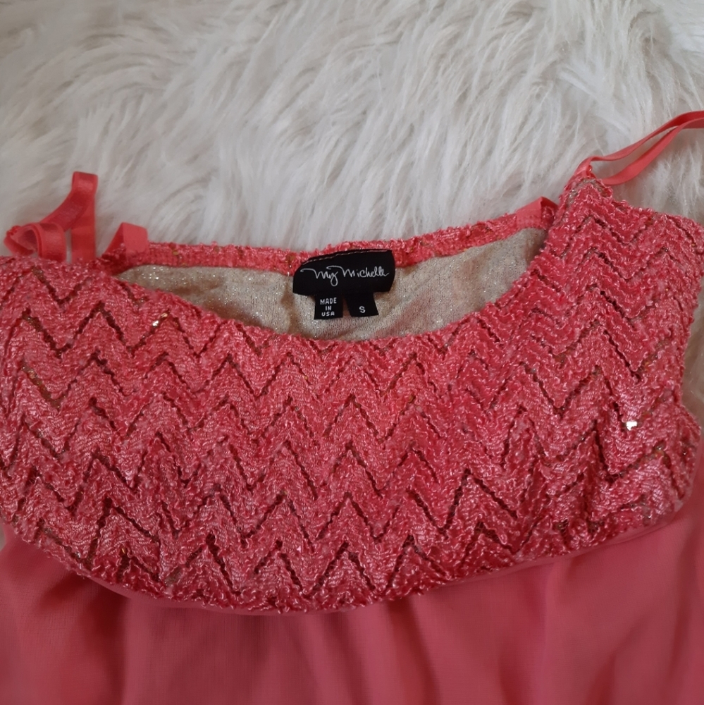 VINTAGE Shimmer Sequin Empire Asymmetrical Adjustable Strap Dress - Picture 6 of 13